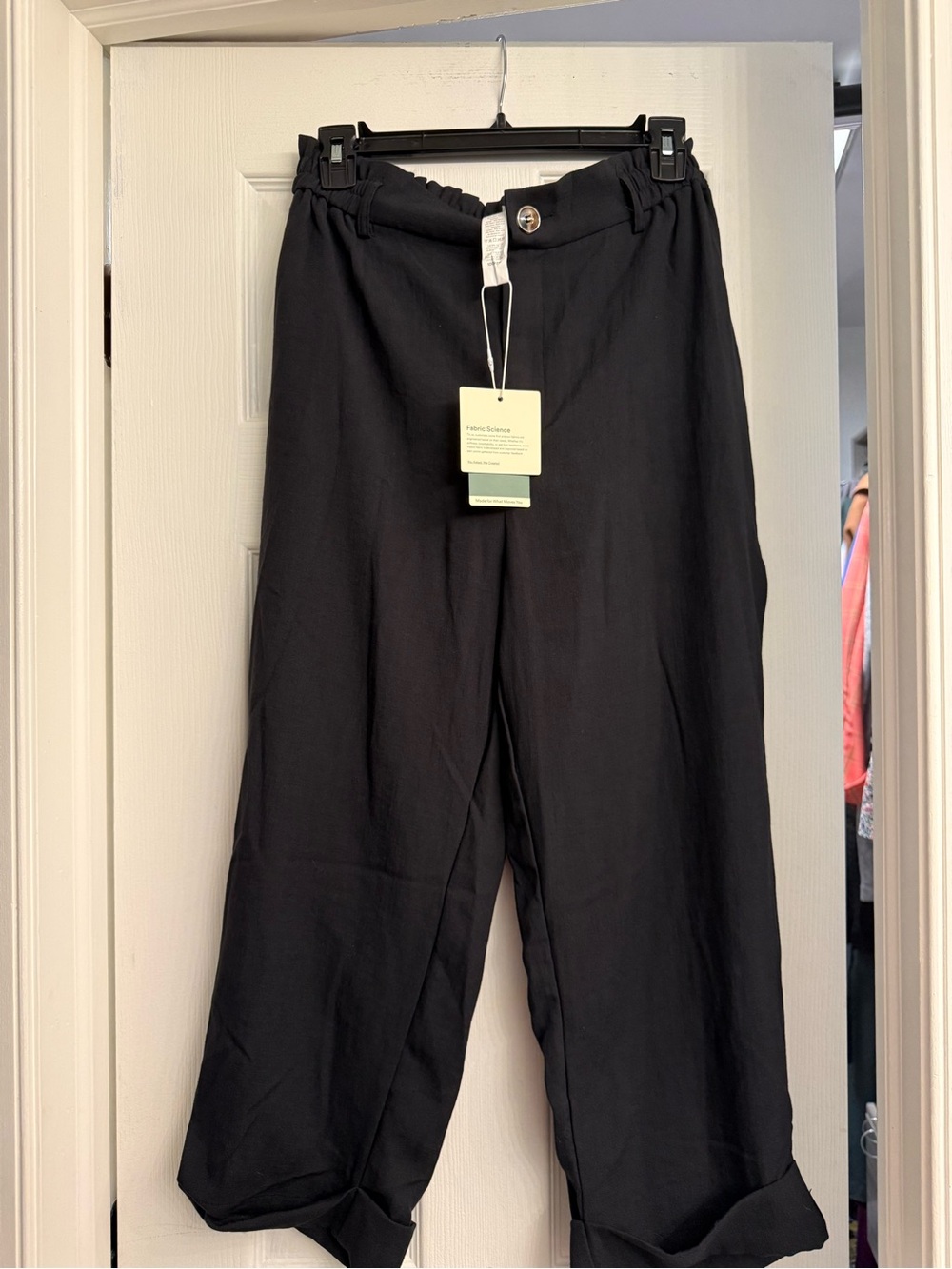 HALARA Black Relaxed Wide-Leg Chinos with Elastic Waist
